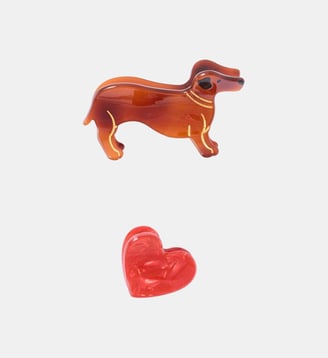 Set de 2 pinces à cheveux : teckel et cœur - Balaboosté - Rouge