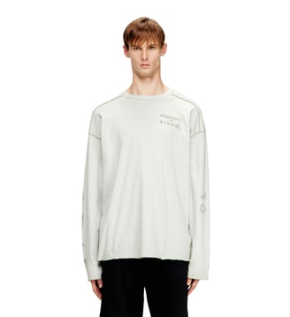 T-shirt à manches longues décontractée avec manches imprimées - Diesel - Gris clair