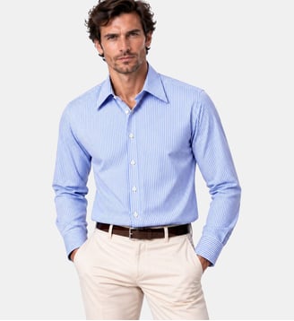 Chemise à rayures milleraies grand col, coupe droite Atelier Privé