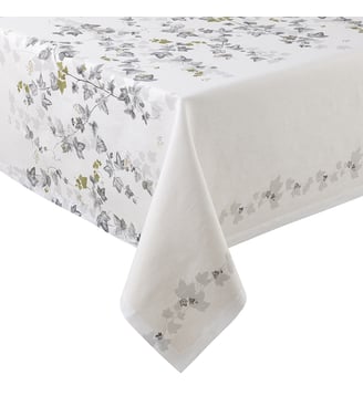 Nappe en lin imprimée et brodée, LIERRE - Alexandre Turpault - Blanc