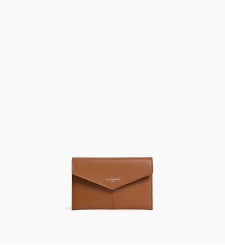 Pochette enveloppe moyen modèle Paulette en cuir lisse - Le Tanneur - Marron tan