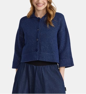 cardigan Lolotte en jersey de coton bleu - Agnès b. - Bleu canton