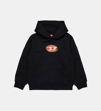 Sweat-shirt à capuche avec logo Glowing Oval D - Diesel Kids - Noir