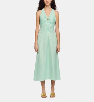 Robe longue imprimé fleur col V - Sandro - Vert d'eau