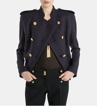 Veste 6 boutons en tweed - Balmain - Bleu