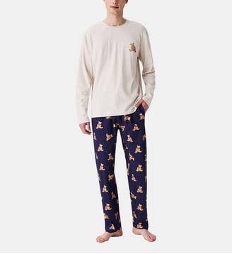 Pyjama en jersey de coton épais - Old Teddy - Arthur - Marine