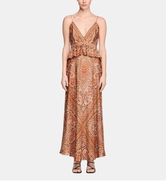 Robe longue à imprimé bandana - Sandro - Marron et noir