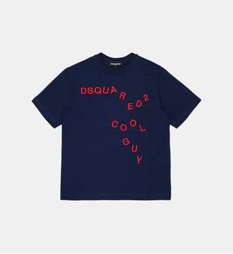 T-shirt avec logo brodé sur le devant - Dsquared2 - Bleu foncé