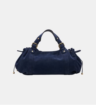 Sac à main en cuir velours - 24H - Gerard Darel - Bleu foncé