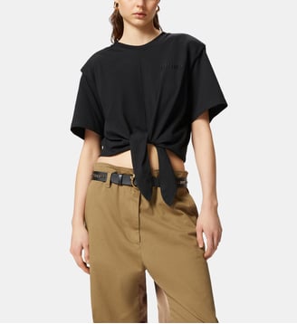 T-shirt court avec nœud sur le devant . - Pinko - Noir