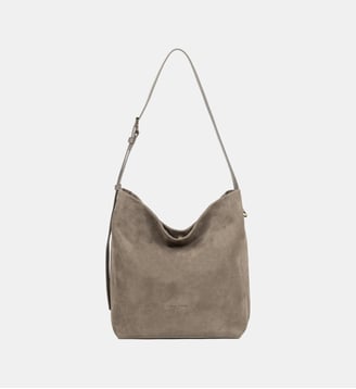 Grand sac seau Suède en cuir - Lancaster - Galet