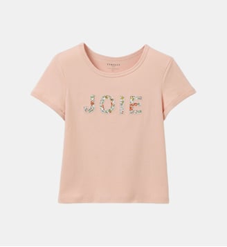 T-shirt  message en tissu Liberty - Coton biologique - Cyrillus - Liberty nazanin