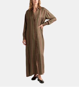 Robe josephine en twill de soie imprimé - Momonì - Brun