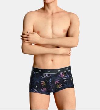 Boxer de bain imprimé tropicale - Impetus - Bleu marine