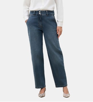 Pantalon peddy - Motif uni - Coton - Coupe mom - Caroll - Denim stone