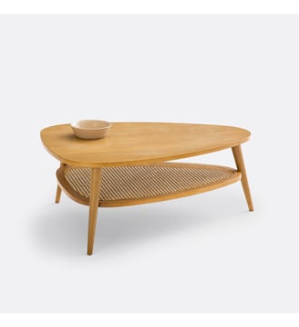 Table basse vintage chêne, plaqué, cannage - La Redoute Interieurs - Chêne