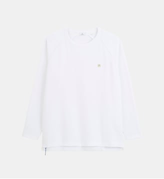 T-shirt manches longues col rond coton gaufré - Serge Blanco - Blanc