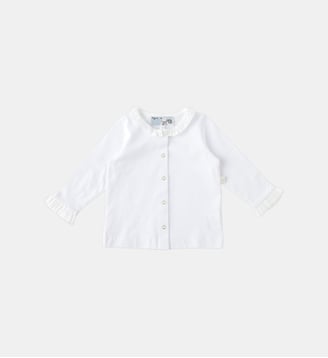 cardigan pression en coton à volants - Agnès b. - Blanc