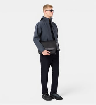 Grand sac messenger Chantaco en cuir - Lacoste - Noir