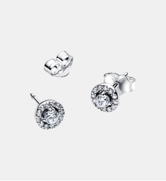 Clous d'Oreilles Halo Pavé Rond - Pandora - Argenté