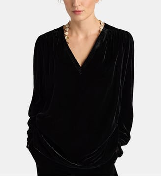 Blouse apple en velours lisse - Momonì - Noir