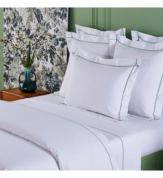 Housse de couette en percale de coton gris, Athéna - Yves Delorme - Véronèse