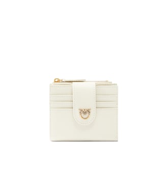 Petit portefeuille en cuir lisse à logo Pinko