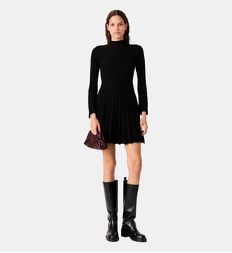 Robe courte patineuse à col montant - Maje - Noir