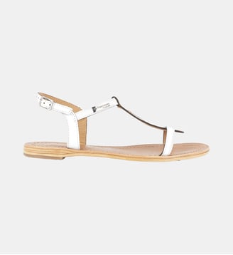 Sandales plates en cuir à brides HAMESS - Les Tropeziennes par M. Belarbi - Blanc