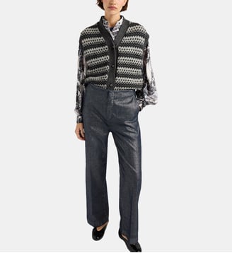 Pantalon edimbourg en denim laminé 10 oz - Momonì - Brun