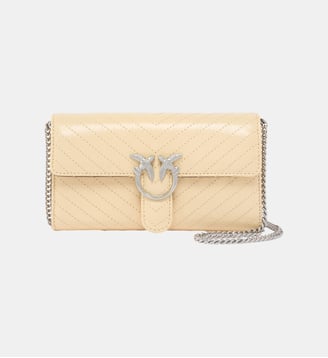 Petit sac à bandoulière love bag one en cuir - Pinko - Beige et argent