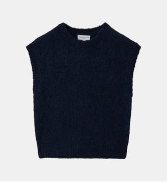 Pull sans manches  laine et alpaga - Cyrillus - Marine