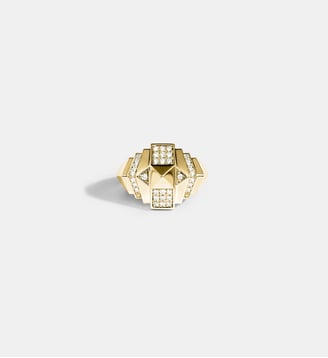 Bague Mini Rockaway Pyramide Diamants et Or Jaune - Statement - Or jaune