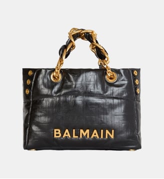 Sac Cabas 1945 Soft Small en cuir de veau craquelé - Balmain - Black