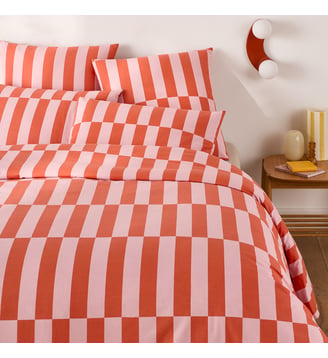 Housse de couette 50% coton recyclé - La Redoute Interieurs - Rose rouge