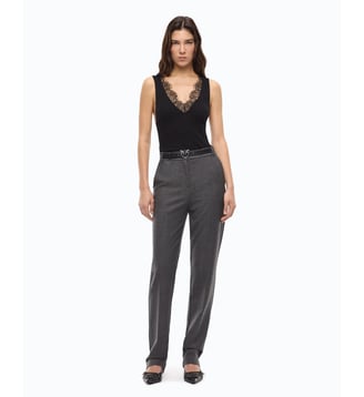 Pantalon cigarette en laine mélangée stretch - Pinko - Gris corbeau
