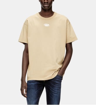 T-shirt en coton léger avec logo Ovale D métallisé - Diesel - Beige