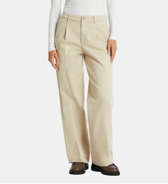 Pantalon large à pinces coton  - Guess Jeans - Beige