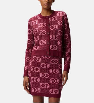 Cardigan à logo love birds - Pinko - Burgundy et mauve