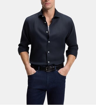 Chemise en lin  - BOSS - Bleu foncé