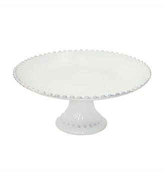 Plat à gâteaux sur pied Pearl grès blanc Ø28 cm - Costa Nova - Blanc