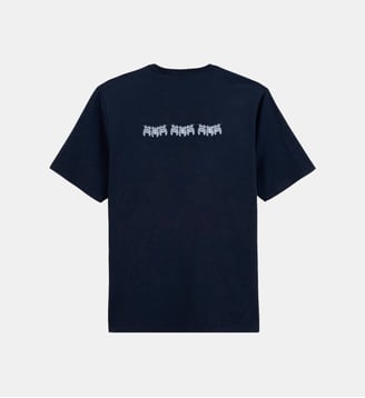 T-shirts col rond Théo en coton avec broderie dos - Serge Blanco - Bleu foncé