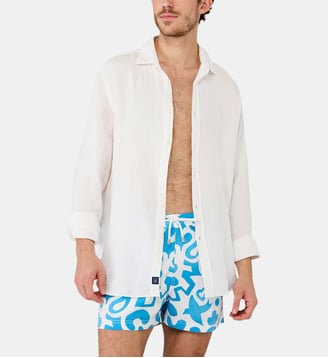 Chemise manches longues - Gaze de coton - Arthur - Blanc