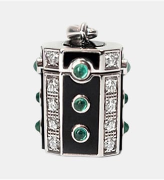 Collier Wish Box Luck Argent, Émail, Émeraudes & Diamants - Statement - Argent