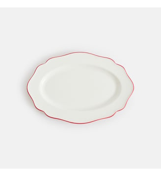 Plat de présentation petit modèle, en porcelaine - La Redoute Interieurs - Blanc et rouge