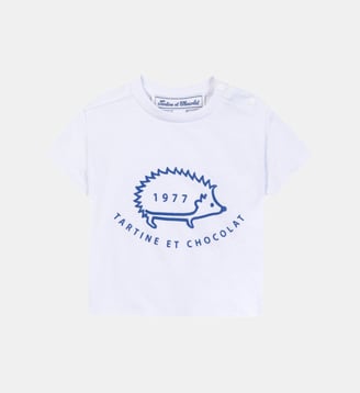 T-shirt -  coton imprimé Léon Le Hérisson - Tartine Et Chocolat - Blanc