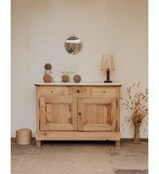 Buffet îlot en bois et marbre Gilbert N°1575- Produit chiné - Debongout - Blanc