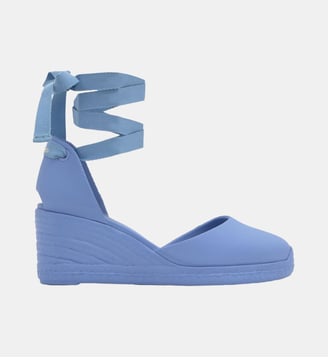Espadrilles compensées avec rubans en coton biologique CAREEN - Castaner - Ciel