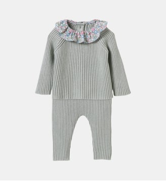 Ensemble en tricot  col en tissu Liberty - Cyrillus - Liberty besty berry