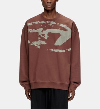 Sweat-shirt en coton avec D ovale floqué - Diesel - Marron